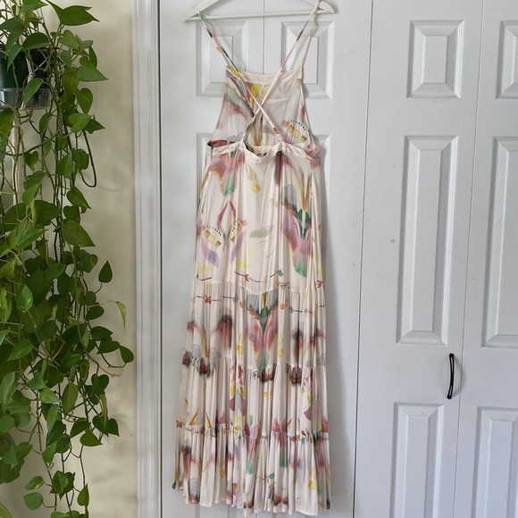 Free People Sound of Spring Maxi dress Jumper tiered watercolour bin front - Picture 4 of 16